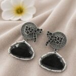Unique Peacock Earring Stunning Traditional Jewelry for Ethnic Look - "Black"