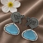 Unique Peacock Earring Stunning Traditional Jewelry for Ethnic Look - "Aqua"