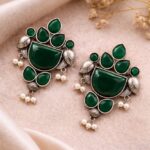 Peacock Stone Earring Stunning Elegant Design with Premium Traditional Artistic Finish - "Green"