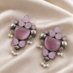 Peacock Stone Earring Stunning Elegant Design with Premium Traditional Artistic Finish - ''BabyPink''