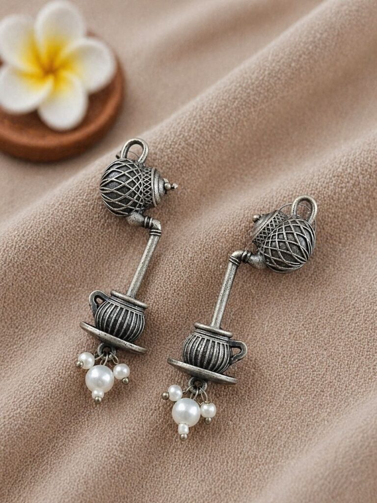 Antique Silver Earring Vintage Style Jewelry for Timeless Ethnic Look
