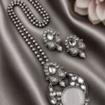 Designer Leaf Oxidized Necklace Set Traditional Jewelry for Beautiful Look - "Grey"