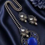 Designer Leaf Oxidized Necklace Set Traditional Jewelry for Beautiful Look - Blue