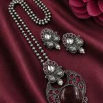 Designer Leaf Oxidized Necklace Set Traditional Jewelry for Beautiful Look - "Red"