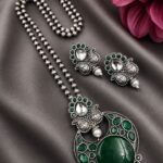 Designer Leaf Oxidized Necklace Set Traditional Jewelry for Beautiful Look - "Green"