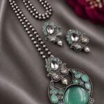 Designer Leaf Oxidized Necklace Set Traditional Jewelry for Beautiful Look - "MInt"