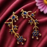 Gold Plated Earcuff Stylish Designer Jewelry for Trendy Statement Look - Blue