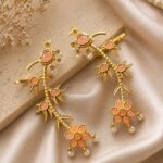 Gold Plated Earcuff Stylish Designer Jewelry for Trendy Statement Look - ''BabyPink''
