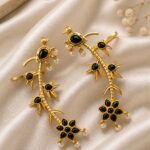 Gold Plated Earcuff Stylish Designer Jewelry for Trendy Statement Look - "Black"
