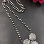 Silver Plated Necklace With Monalisa Stone Jewelry for Stylish Everyday Look