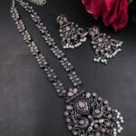 Bulk 24 Silver Peacock Necklace Set Traditional Jewelry for Pearl Work Detailing - ''BabyPink''