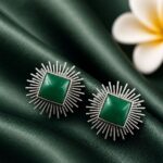 Monalisa Stone Stud Earring Elegant Minimal Design for Beautiful Style - "Green"