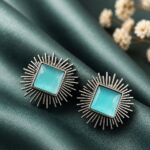 Monalisa Stone Stud Earring Elegant Minimal Design for Beautiful Style - "Aqua"