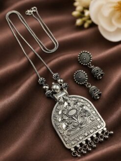 Silver Floral Necklace stylish brass jewelry design