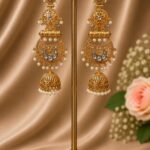 Gold Plated Floral Jhumka Earring Gorgeous Premium Jewelry for Pearl Work Detailing - "White"