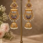 Gold Plated Floral Jhumka Earring Gorgeous Premium Jewelry for Pearl Work Detailing