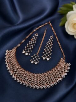 AD Necklace Set stylish brass jewelry design