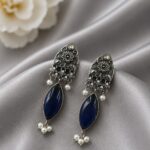 Dangler Floral Art Earring Traditional Jewelry for Beautiful Party Style - Blue