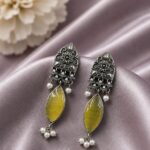 Dangler Floral Art Earring Traditional Jewelry for Beautiful Party Style - "Yellow"