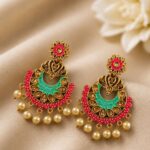 Hand Painted Earring Unique Artistic Design for Beautiful Style - Mint red