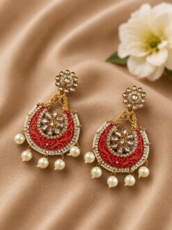 Floral Art Meenakari Earring stylish brass jewelry design