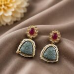Unique Floral Earring Gorgeous Design for Beautiful Party Wear - "Grey"