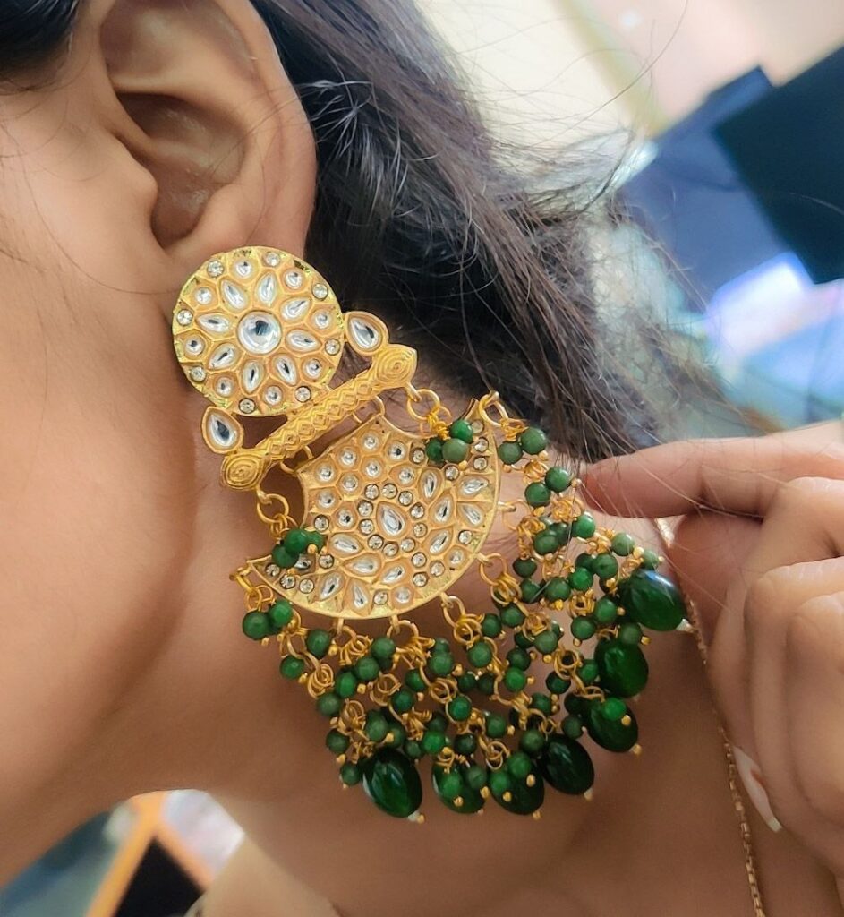 Gold Plated Earring Stylish Design for Gorgeous Beads And Pearl Work Detailing