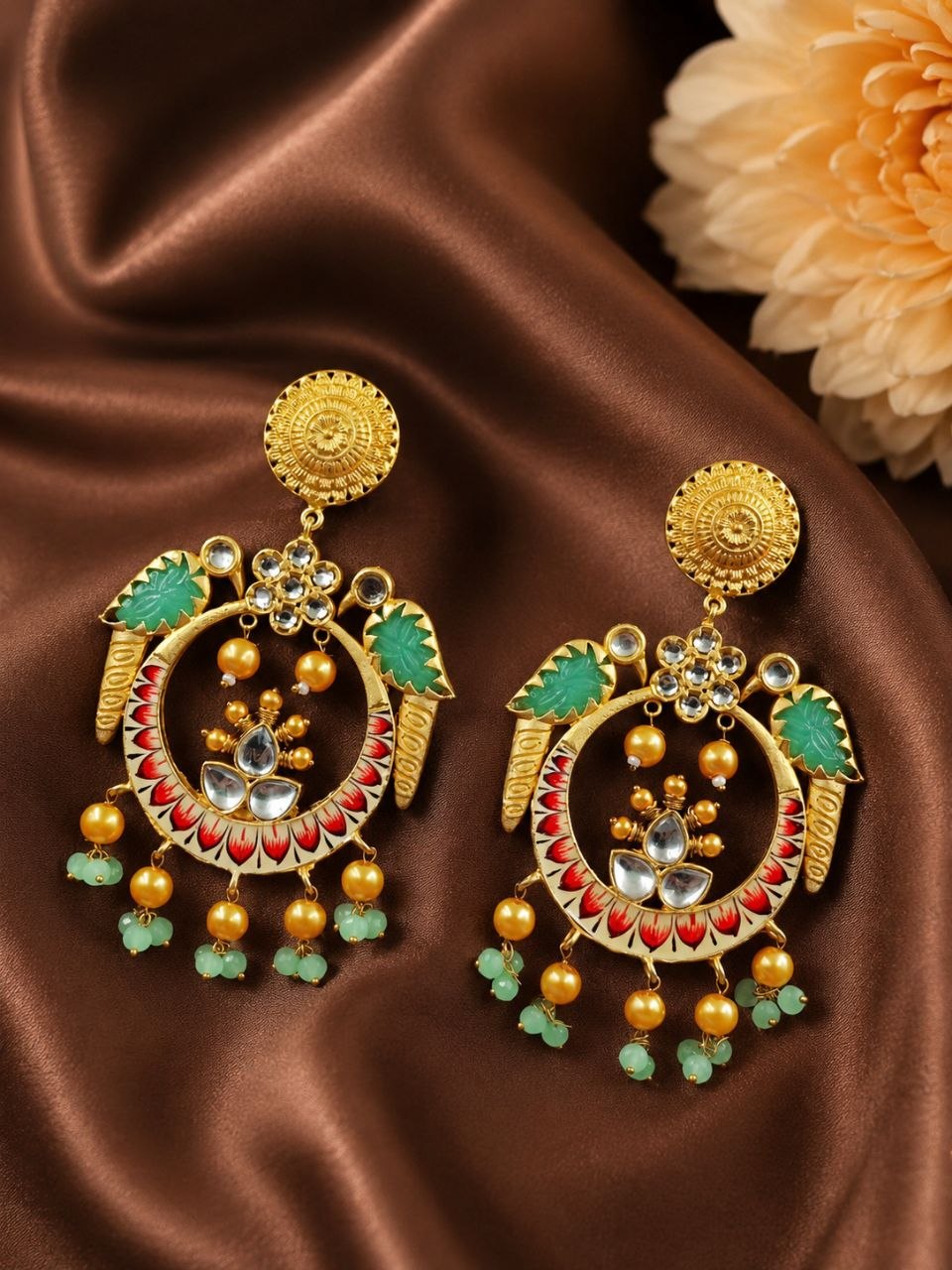 Gold Plated Parrot Earring Charming Style for Beautiful Look 2 Gold Plated Parrot Earring stylish brass jewelry design