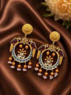 Gold Plated Parrot Earring stylish brass jewelry design