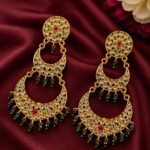 Gold Plated Earring Charming Design for Stone And Pearl Work Detailing