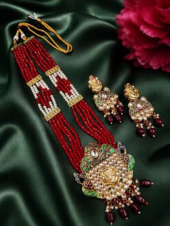 Kundan Meenakari Ganesha Necklace stylish brass jewelry design