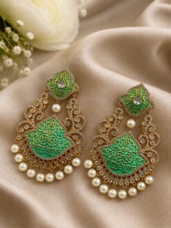 Kundan Meenakari Earring stylish brass jewelry design