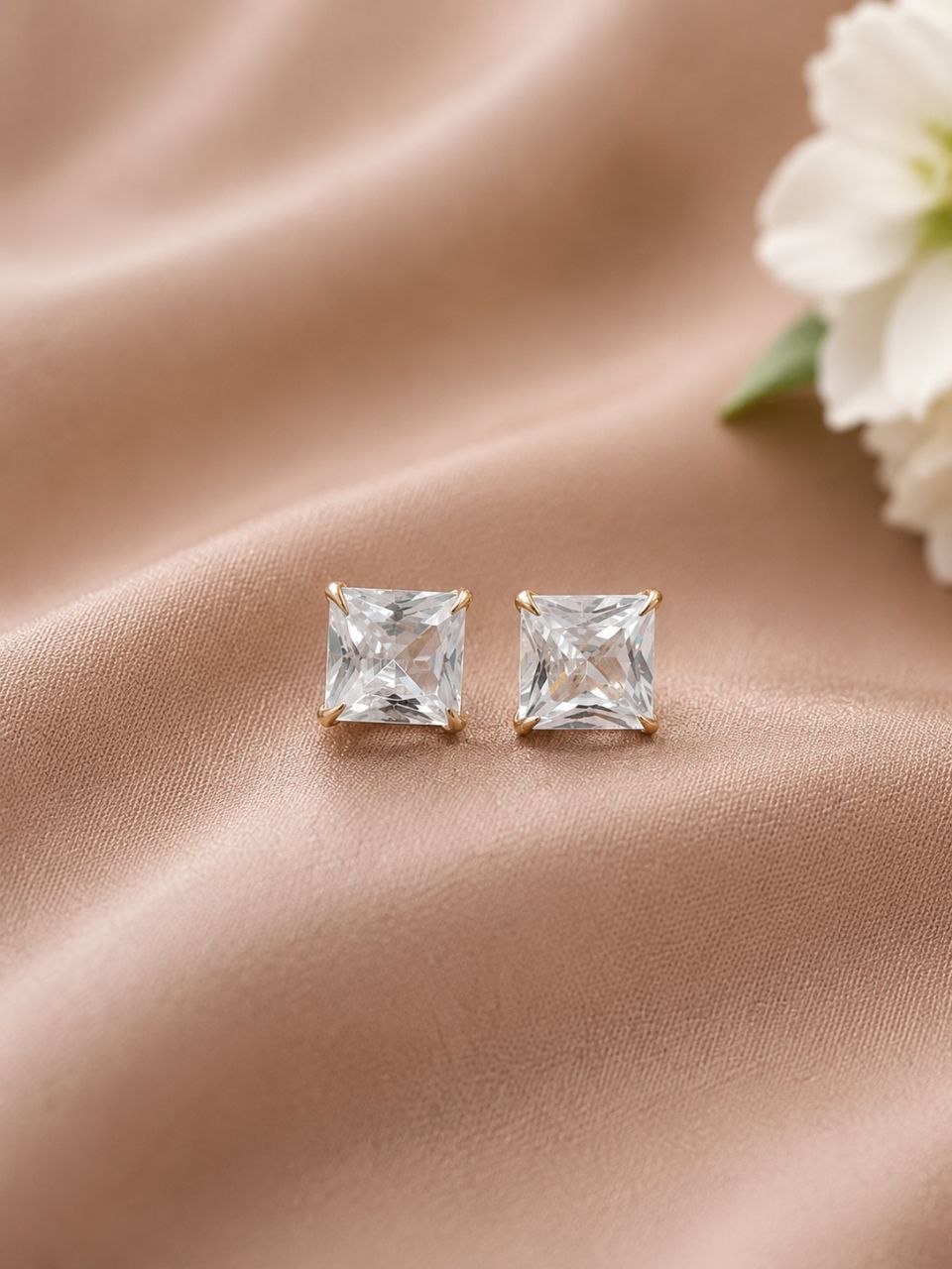 Gold Plated Square Stud Elegant Style for Modern Everyday Fashion 4 Gold Plated Square Stud stylish brass jewelry design