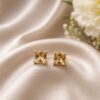 Gold Plated Square Stud Elegant Style for Modern Everyday Fashion 6 Gold Plated Square Stud stylish brass jewelry design