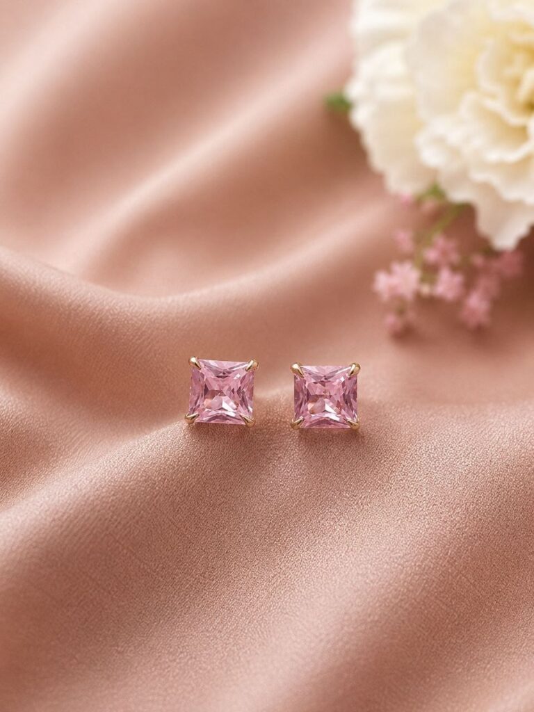Gold Plated Square Stud Elegant Style for Modern Everyday Fashion