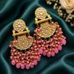 Gold Plated Earring Stylish Design for Gorgeous Beads And Pearl Work Detailing - "Pink"