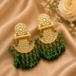 Gold Plated Earring Stylish Design for Gorgeous Beads And Pearl Work Detailing - " Green"