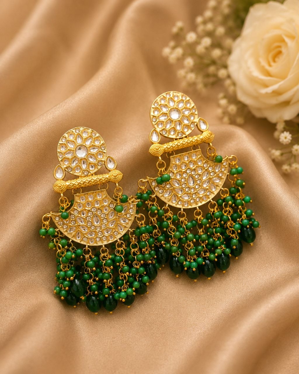Gold Plated Earring Stylish Design for Gorgeous Beads And Pearl Work Detailing 2 Gold Plated Earring stylish brass jewelry design