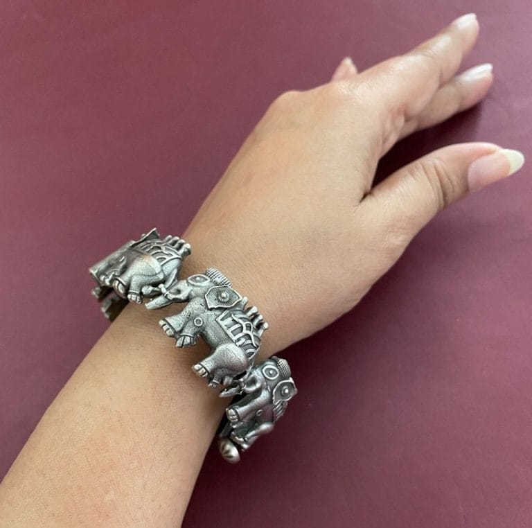 Oxidized Elephant Bangle Traditional Jewelry for Festive & Wedding Wear 1 Oxidized Elephant Bangle traditional ethnic jewelry design