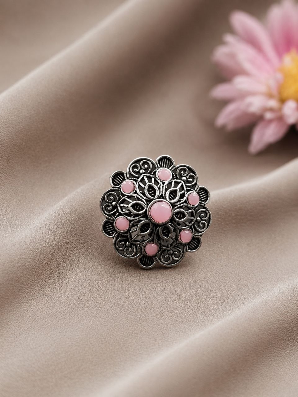 Silver Floral Ring Gorgeous Design for Beautiful Everyday Wear 1 Silver Floral Ring stylish brass jewelry design