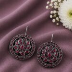 Round Hook Earring Charming Design for Everyday Fashion Wear - "Red"
