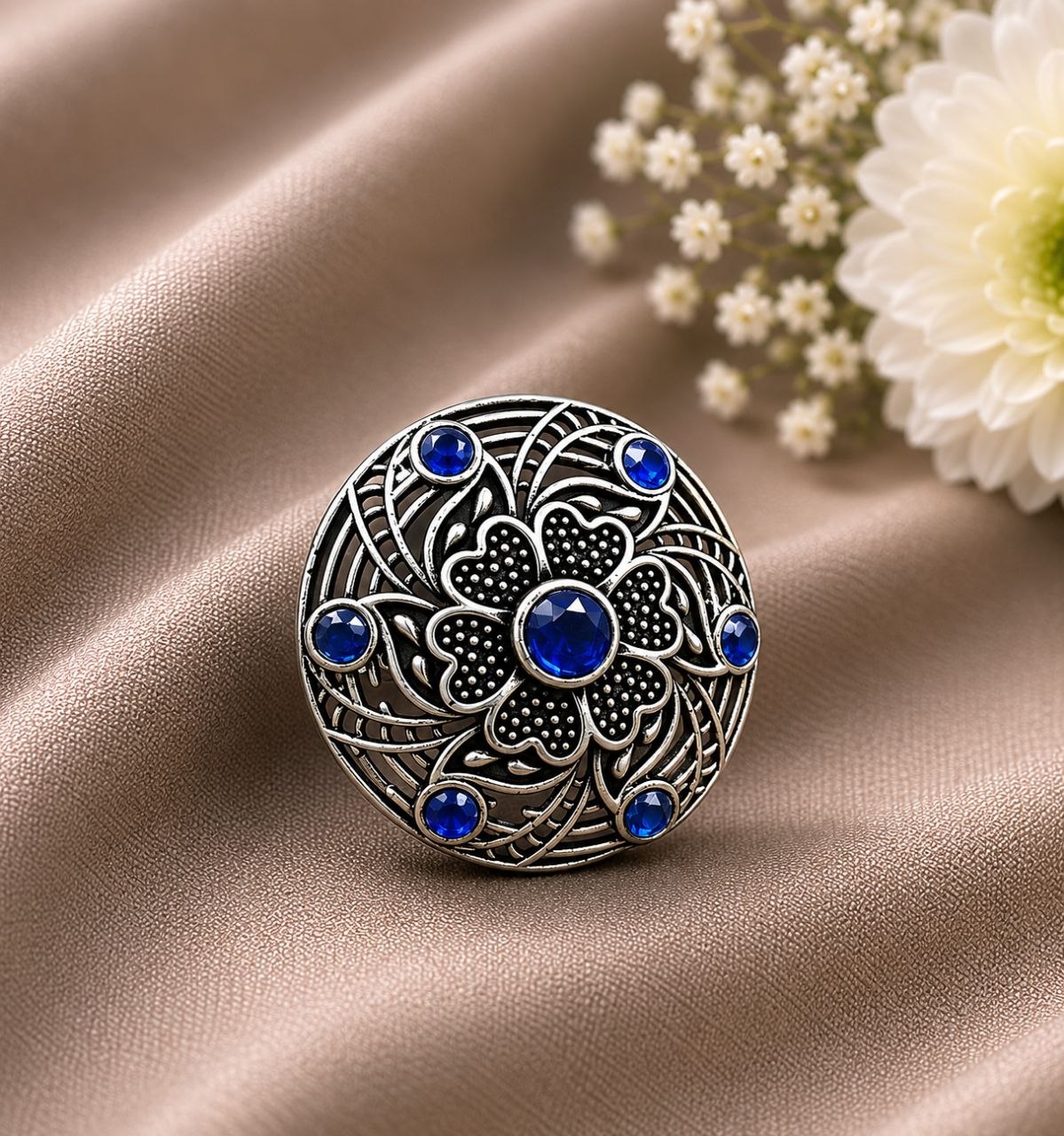 Silver Floral Ring Elegant Design for Beautiful Traditional Look 1 Silver Floral Ring stylish brass jewelry design