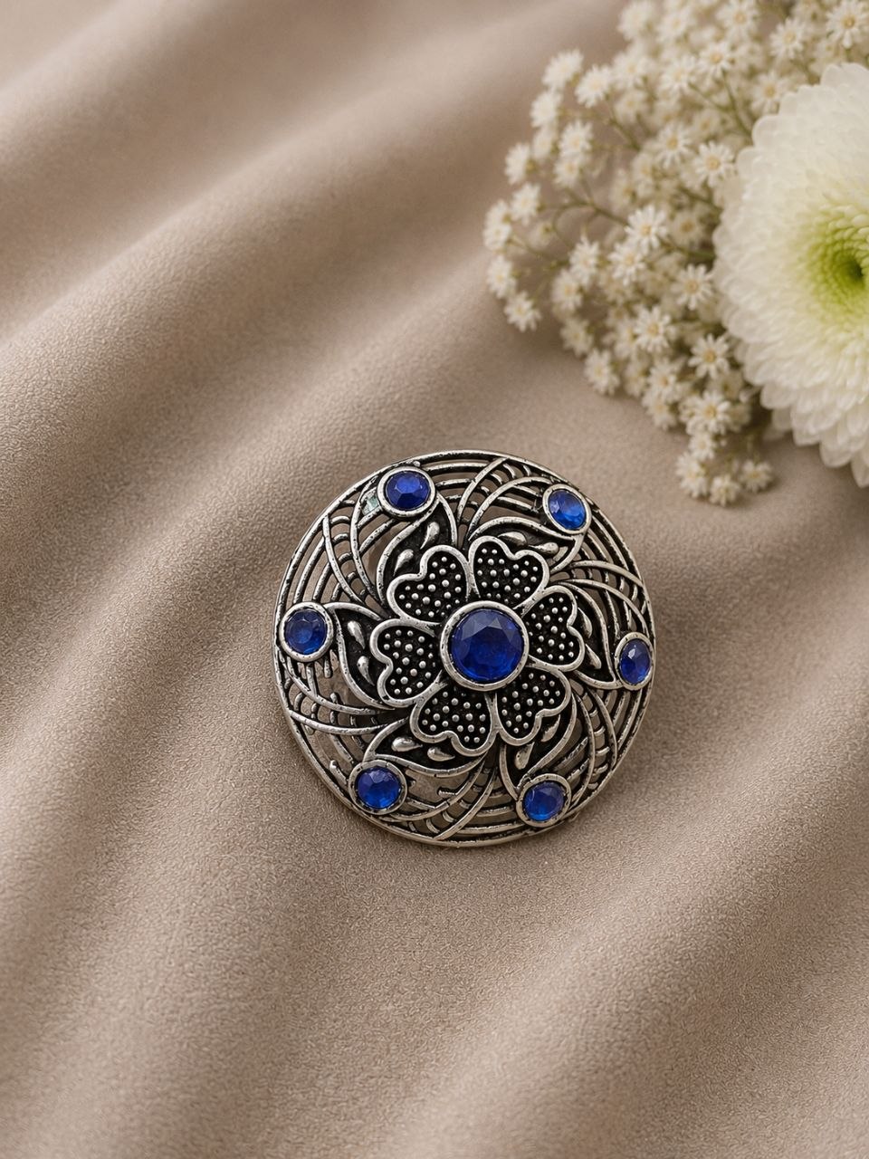 Silver Floral Ring Elegant Design for Beautiful Traditional Look 2 Silver Floral Ring stylish brass jewelry design