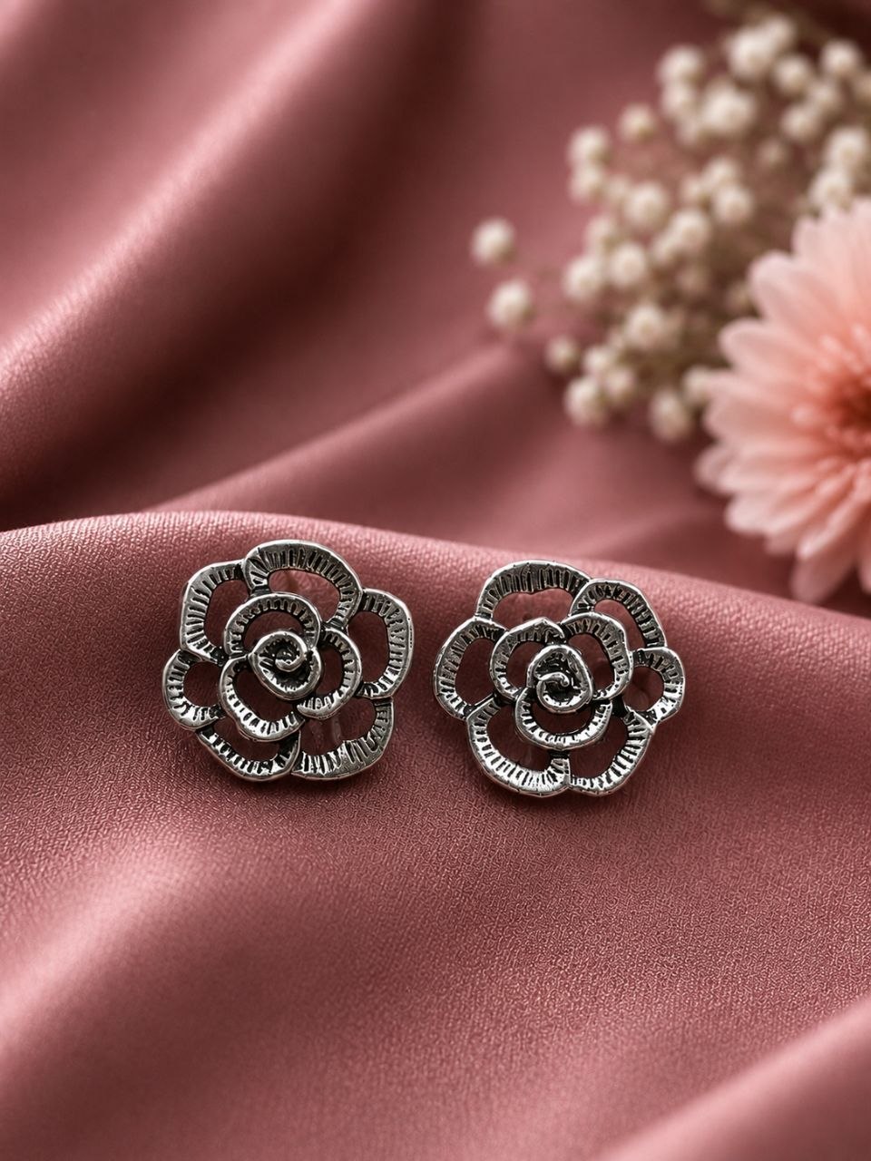 Rose Stud Earring Gorgeous Design for Everyday Wear 1 Rose Stud Earring stylish brass jewelry design