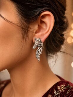 Designer Horse Stud Earring stylish brass jewelry design