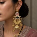 Gold Plated Kashmiri Earring Parrot Design for Traditional Festive Wear - ''BabyPink''