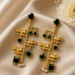 Unique Gold Plated Bird Earring Design for Fashion Jewelry - "Green"