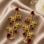 Unique Gold Plated Bird Earring Design for Fashion Jewelry - "Red"