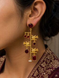 Unique Gold Plated Bird Earring stylish brass jewelry design