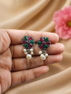 Flower Stud Earring stylish brass jewelry design